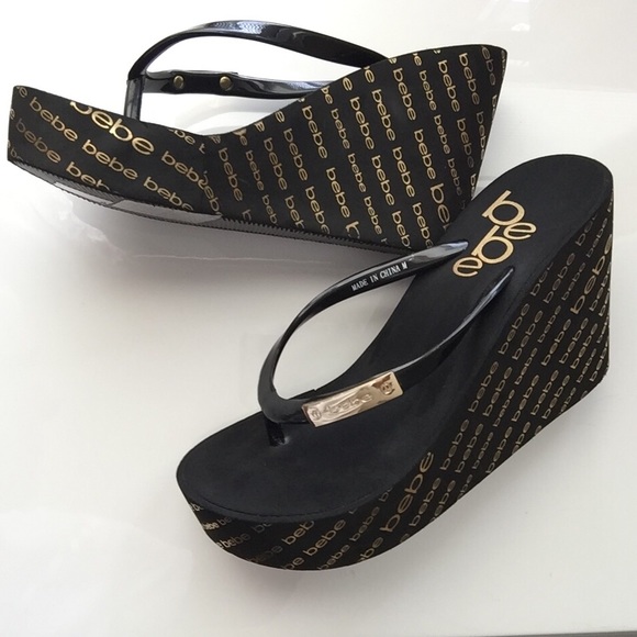 bebe | Shoes | Bebe Wedge Flip Flops Medium | Poshmark